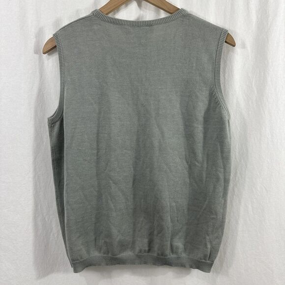 C.M. Shapes Cotton Blend Sleeveless Embroidered Mint Sage Sweater Vest Womens XL - Picture 2 of 7